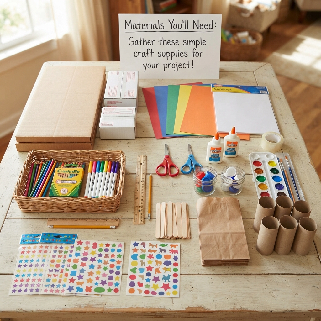 A children's cardboard supermarket
