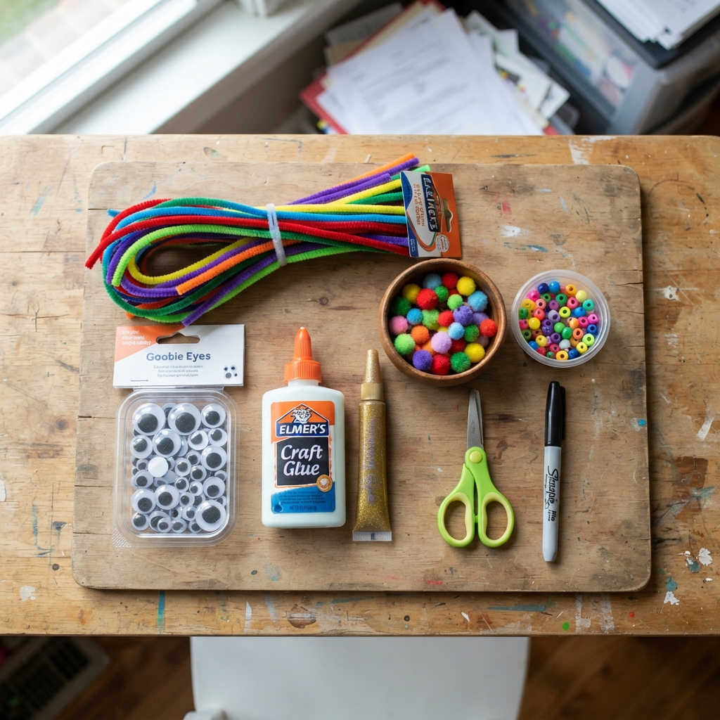 Colorful rainbow snails made from pipe cleaners