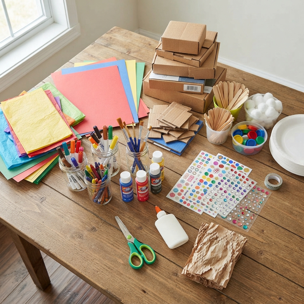 Creating a cardboard bakery with children
