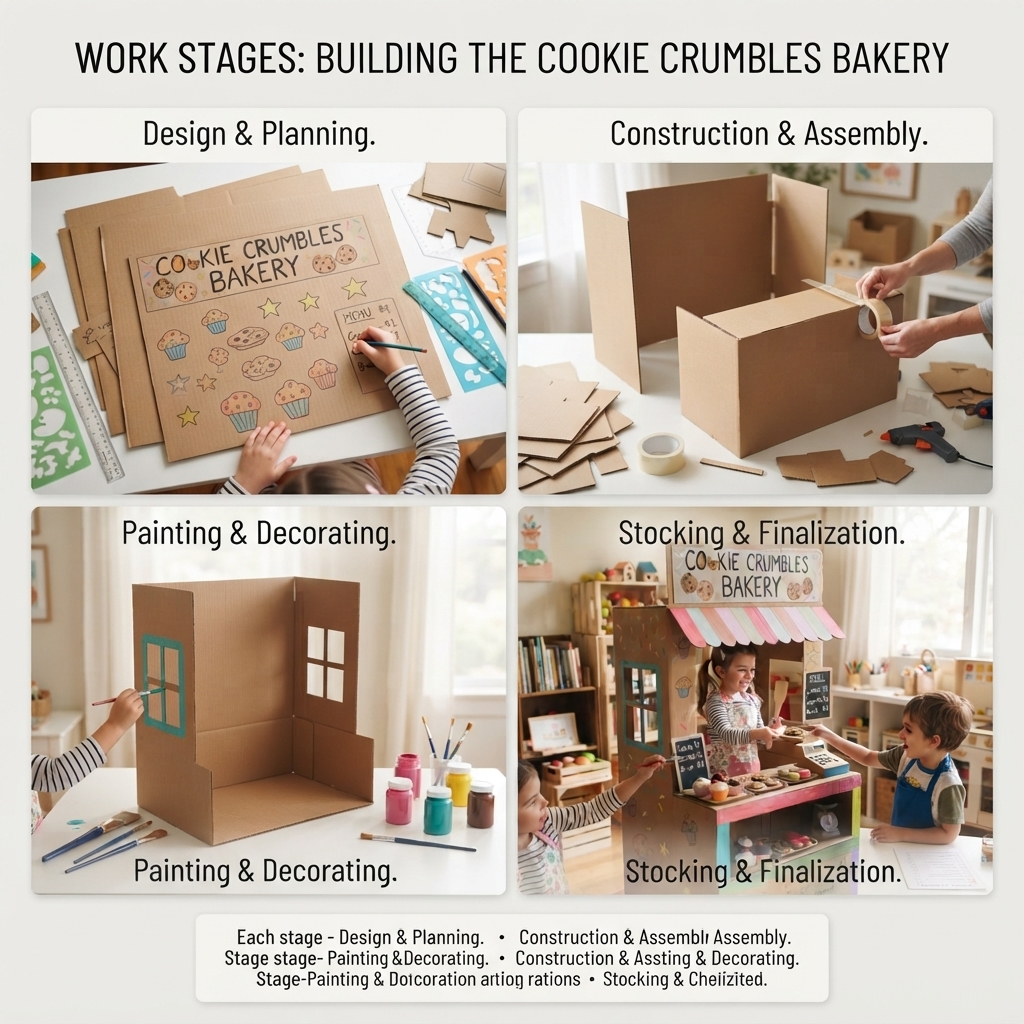 Creating a cardboard bakery with children