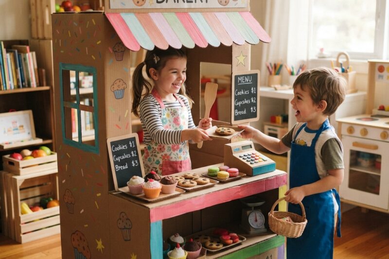 Cardboard Bakery with Children: A Creative and Delicious Pretend Play Craft