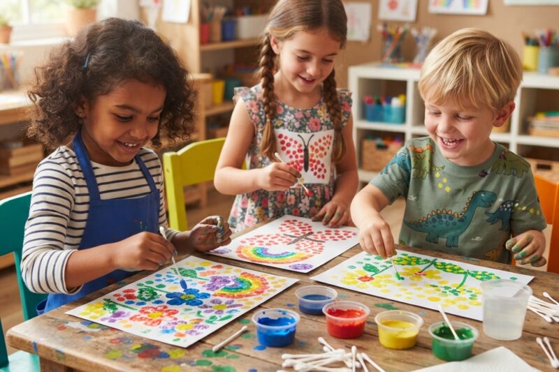 Drawing with Cotton Swabs for Children: A Fun and Colorful Art Adventure