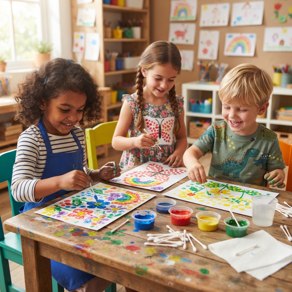Drawing with Cotton Swabs for Children