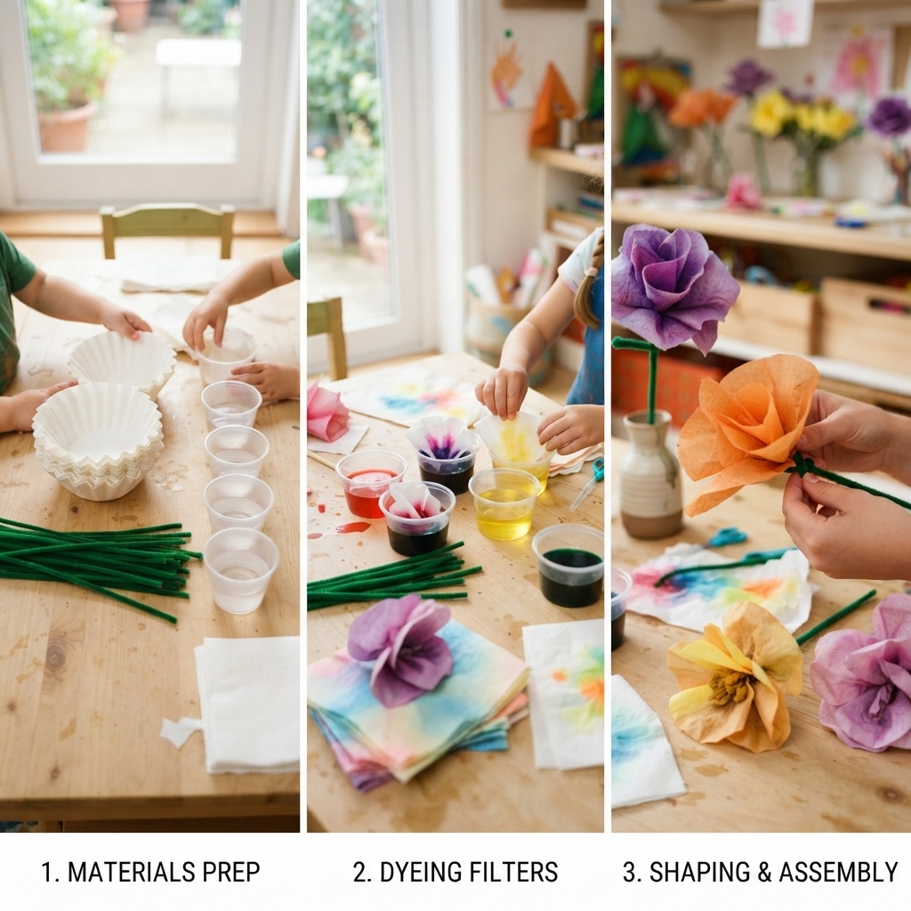 Paper towel flowers are
