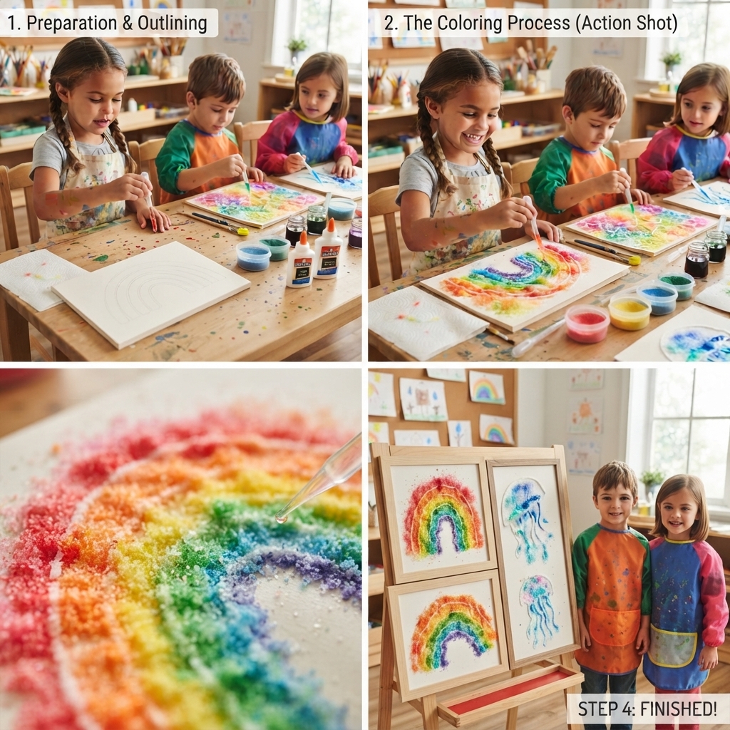 Salt painting is a fun and fascinating