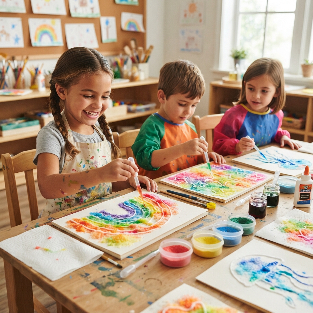 Salt painting is a fun and fascinating