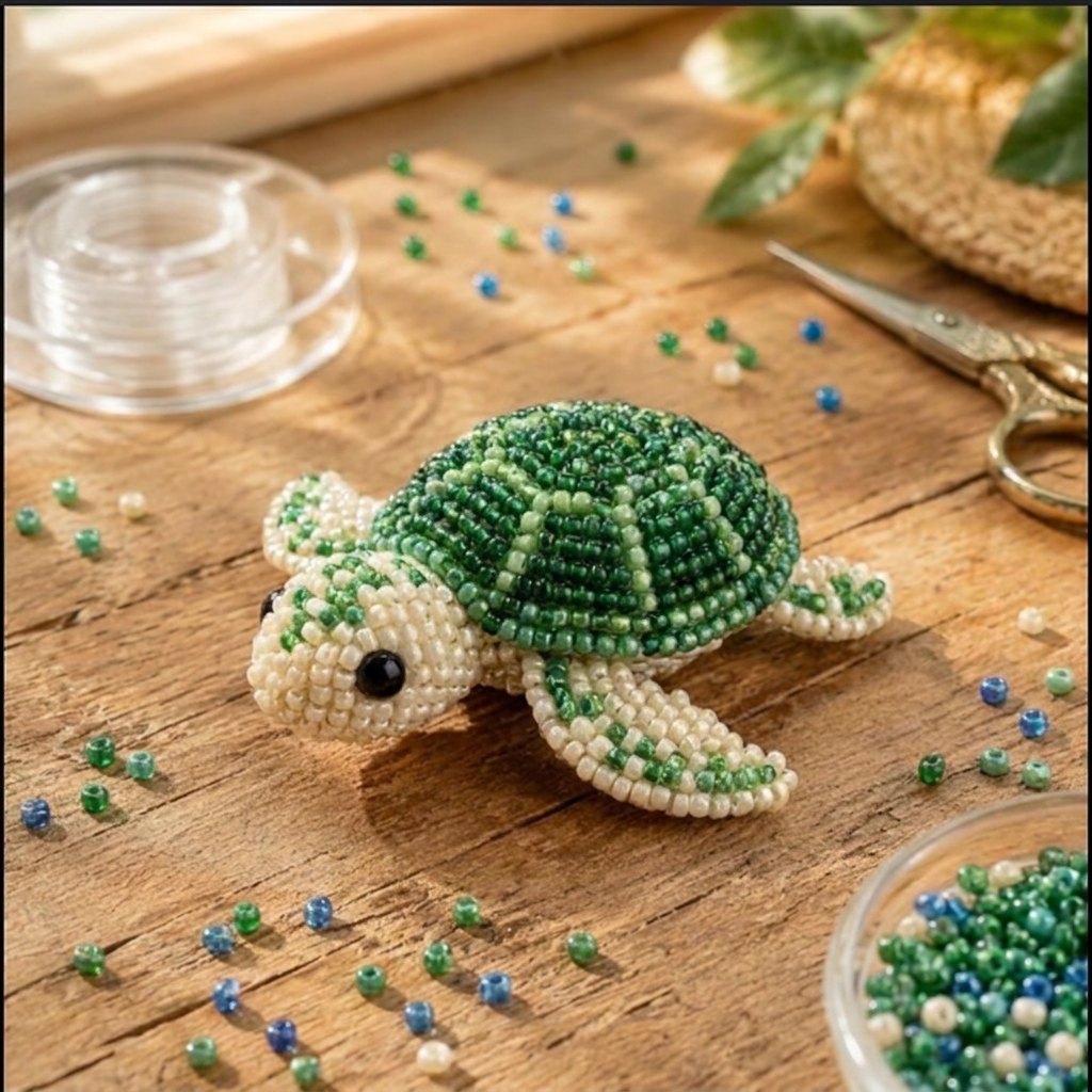 Sea Turtle Decorated with Beads: A Fun and Creative Children’s Craft Project