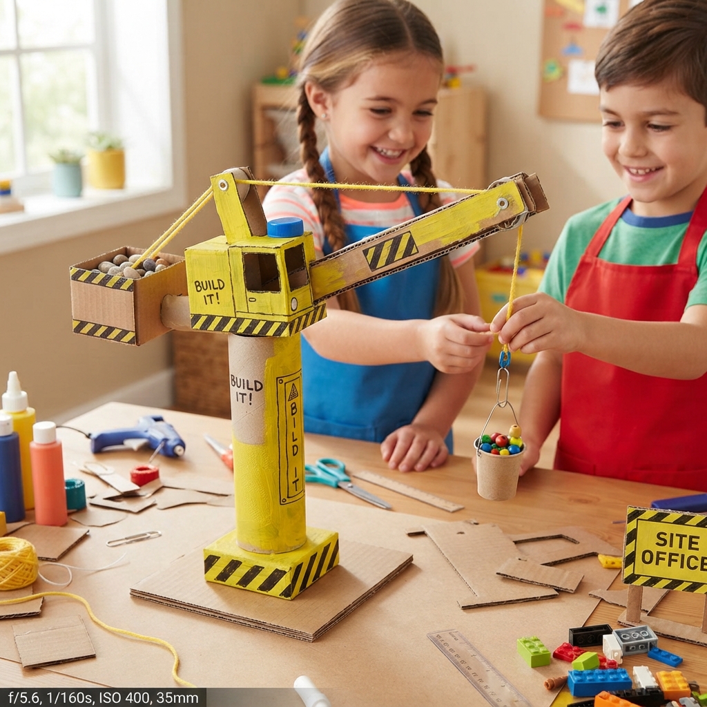 paper and cardboard construction crane