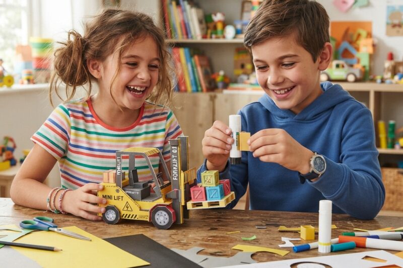 Paper Forklift Project for Children: Build a Fun Mini Construction Vehicle