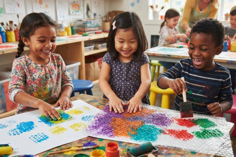 Drawing with Bubble Wrap for Children: A Fun and Colorful Art Adventure