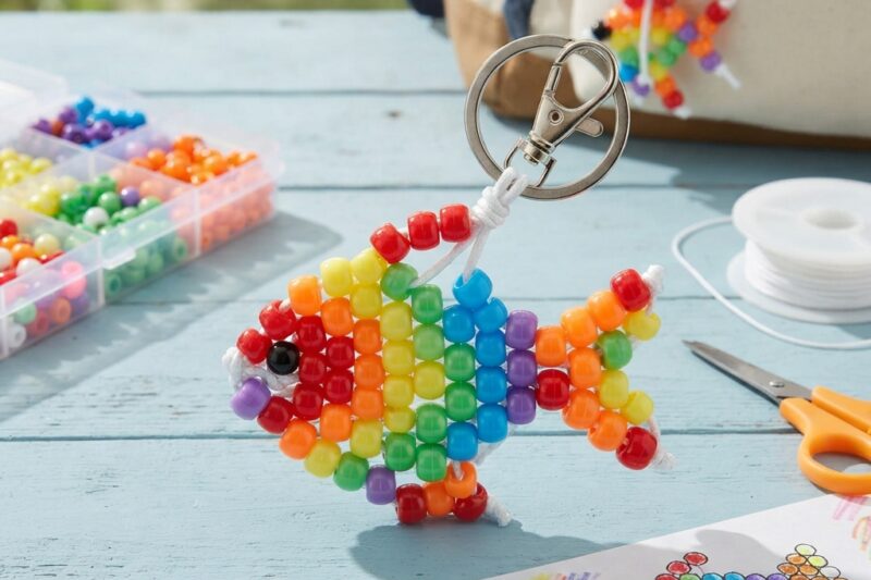 A Rainbow Fish-Shaped Beaded Keychain for Children