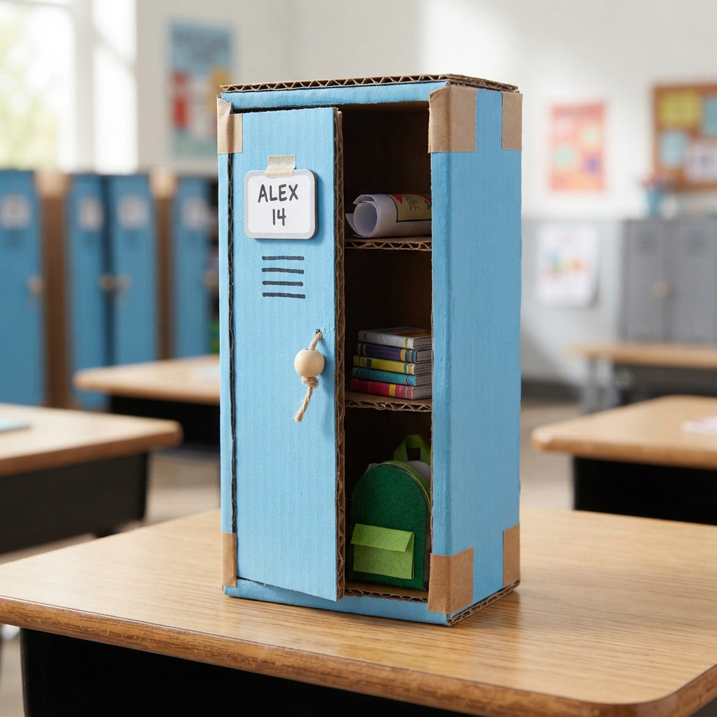 A Small Cardboard School Locker