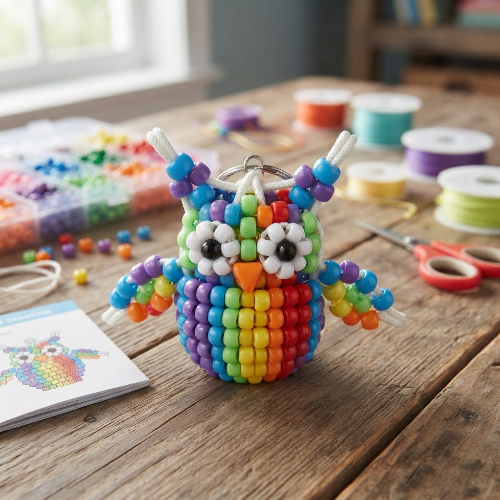 A Small Owl Made with Beads for Children