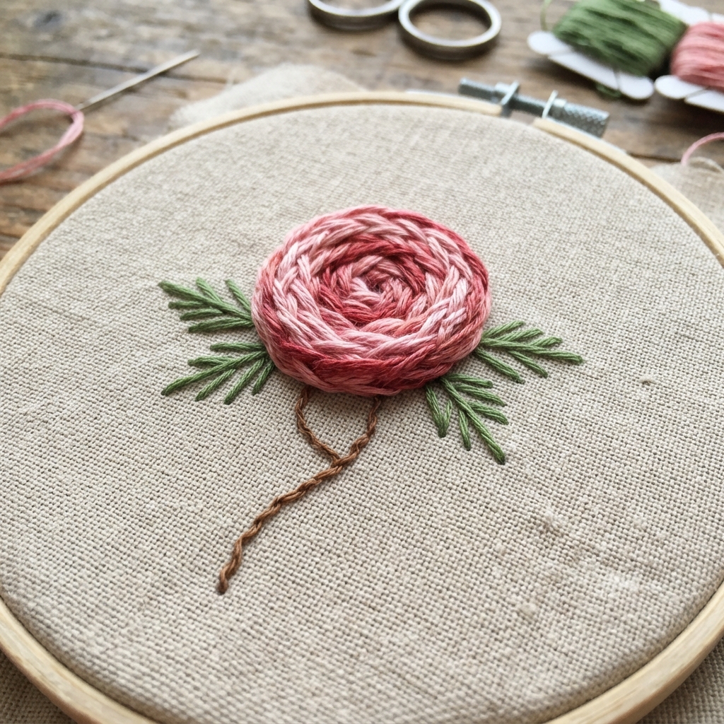 How to Embroider a Simple Rose With Stitches