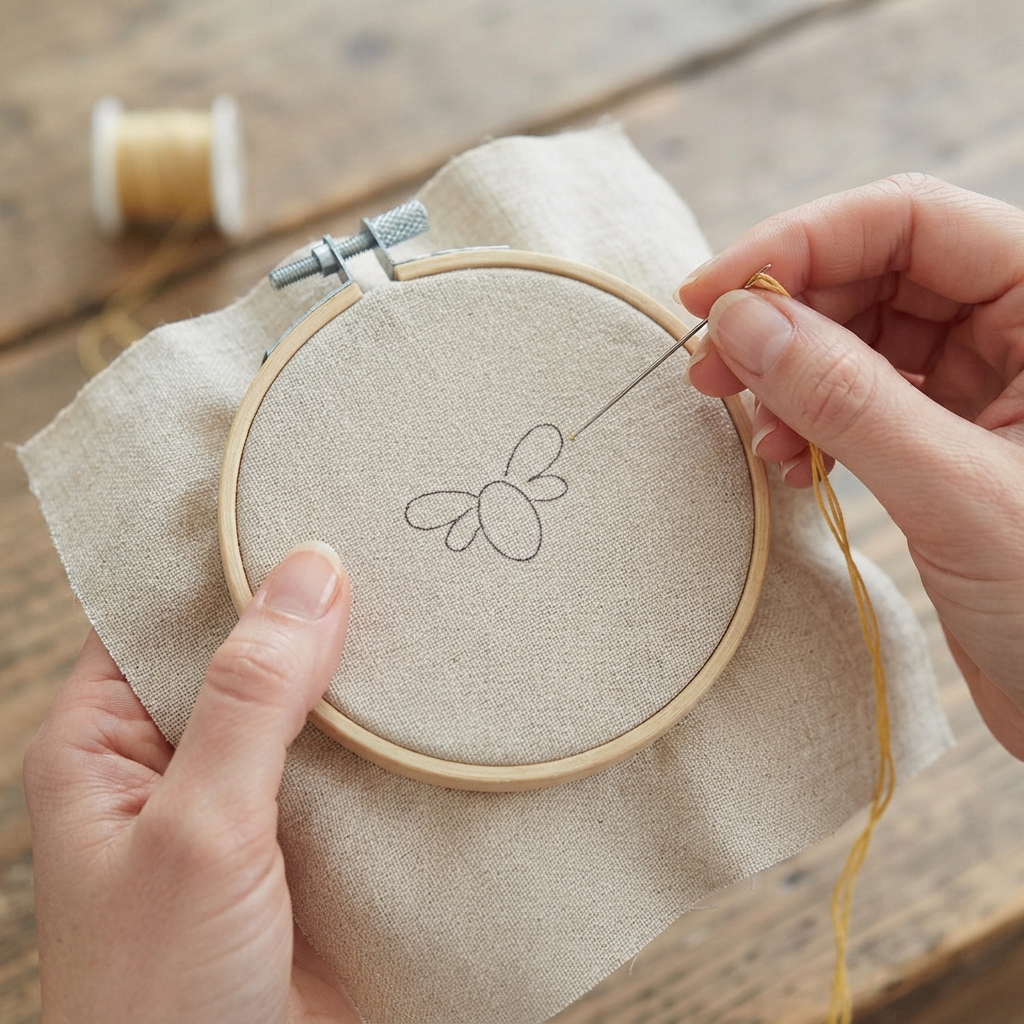 How to Embroider a Small Bee on Fabric