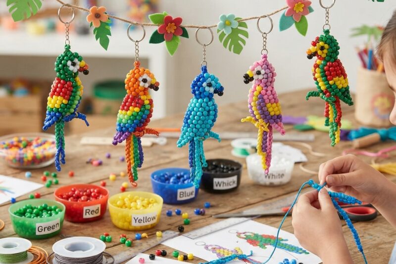 How to Make a Colorful Beaded Parrot for Children