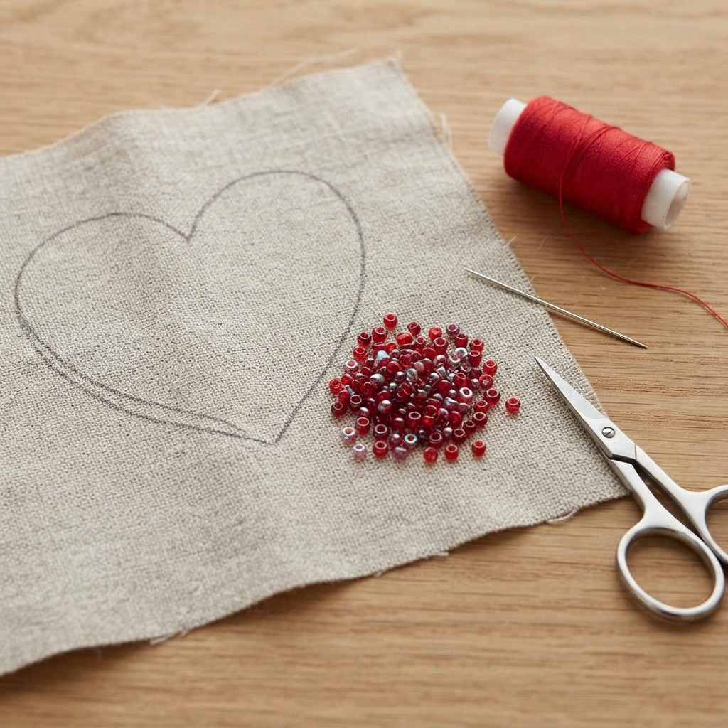 How to Make a Heart Out of Fabric and Beads
