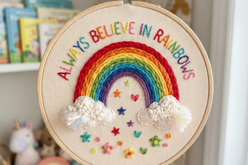 Rainbow Embroidery for Children: A Fun and Colorful Sewing Craft