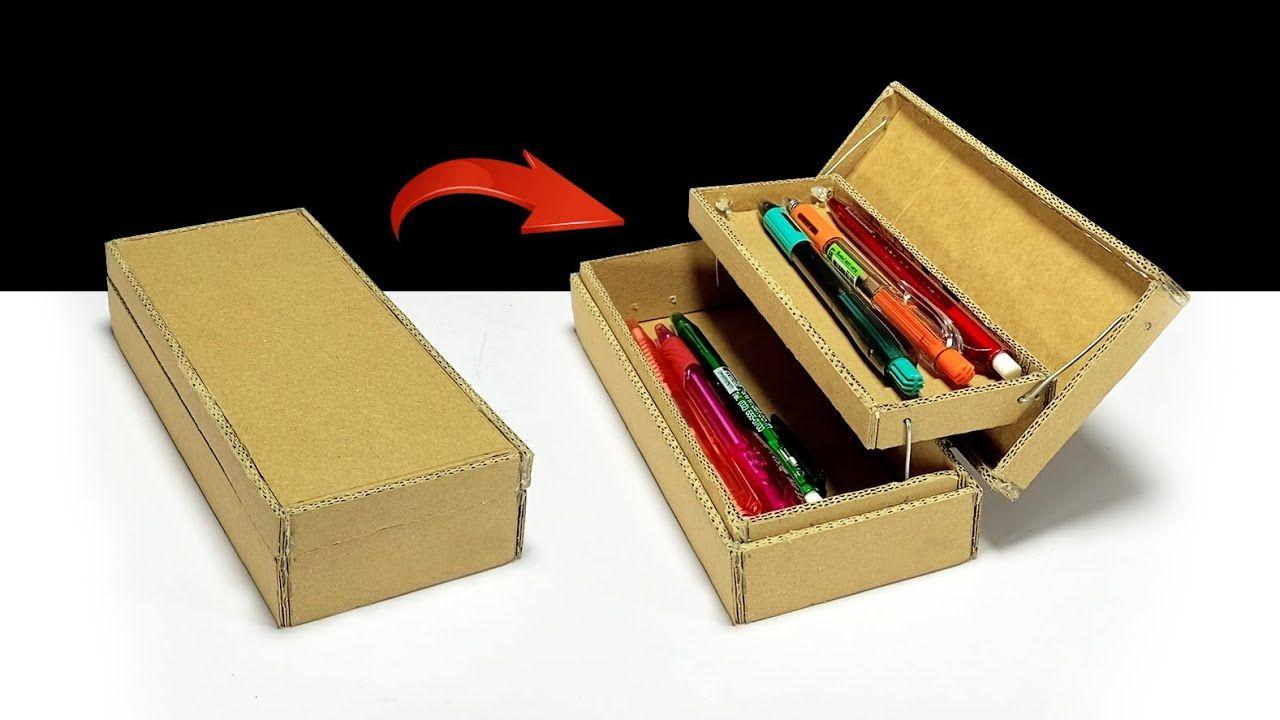 how to make a school pencil case out of cardboard